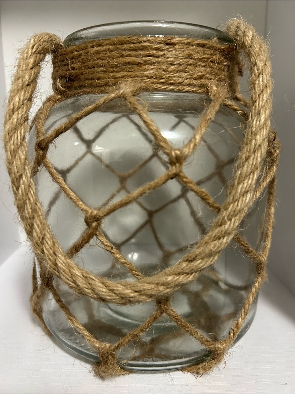 Natural Jute Rope Glass Lantern -